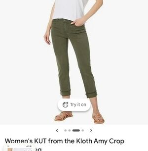 KUT Amy Straight Leg Moss Crops 12